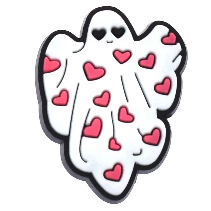 1-32Pcs Halloween Ghost Shoes Charms PVC Cartoon Shoe Decoration Accessories Buckle Fit Clog Sandal Wristband Kids Gifts