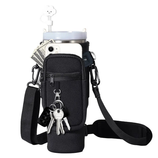 40Oz Neoprene Water Bottle Carrier Bag Adjustable Strap Water Bottle Holder Pouch with Phone Pocket for Tumbler Cup Accessories