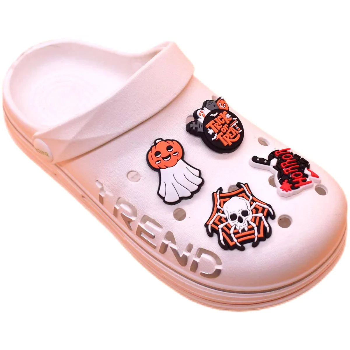 1-32Pcs Halloween Ghost Shoes Charms PVC Cartoon Shoe Decoration Accessories Buckle Fit Clog Sandal Wristband Kids Gifts