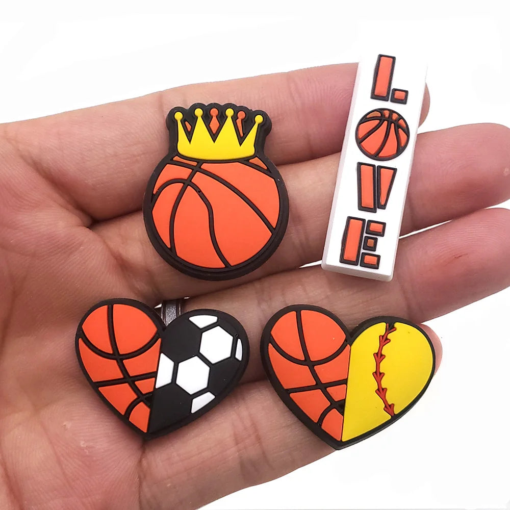 1-10Pcs Basketball Shoe Charms for Clog Sandals Buckle Decoration Accessories Pins Men Kids Adults Party Favor Gifts