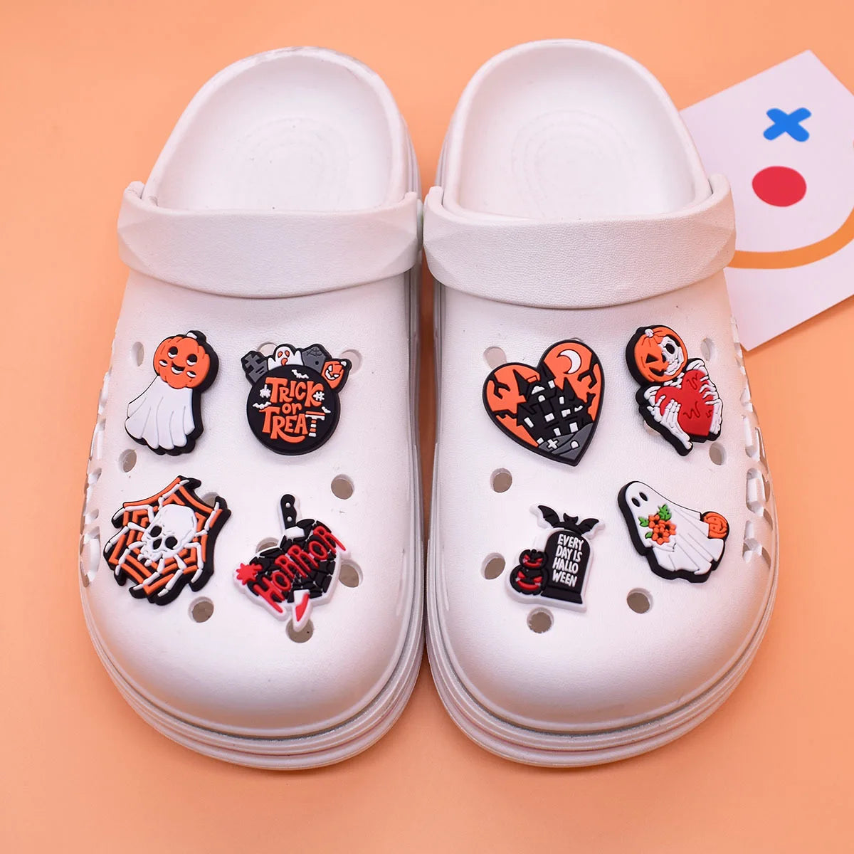 1-32Pcs Halloween Ghost Shoes Charms PVC Cartoon Shoe Decoration Accessories Buckle Fit Clog Sandal Wristband Kids Gifts